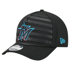 Miami Marlins American Flag 9FORTY M-Crown A-Frame Adjustable Hat Black
