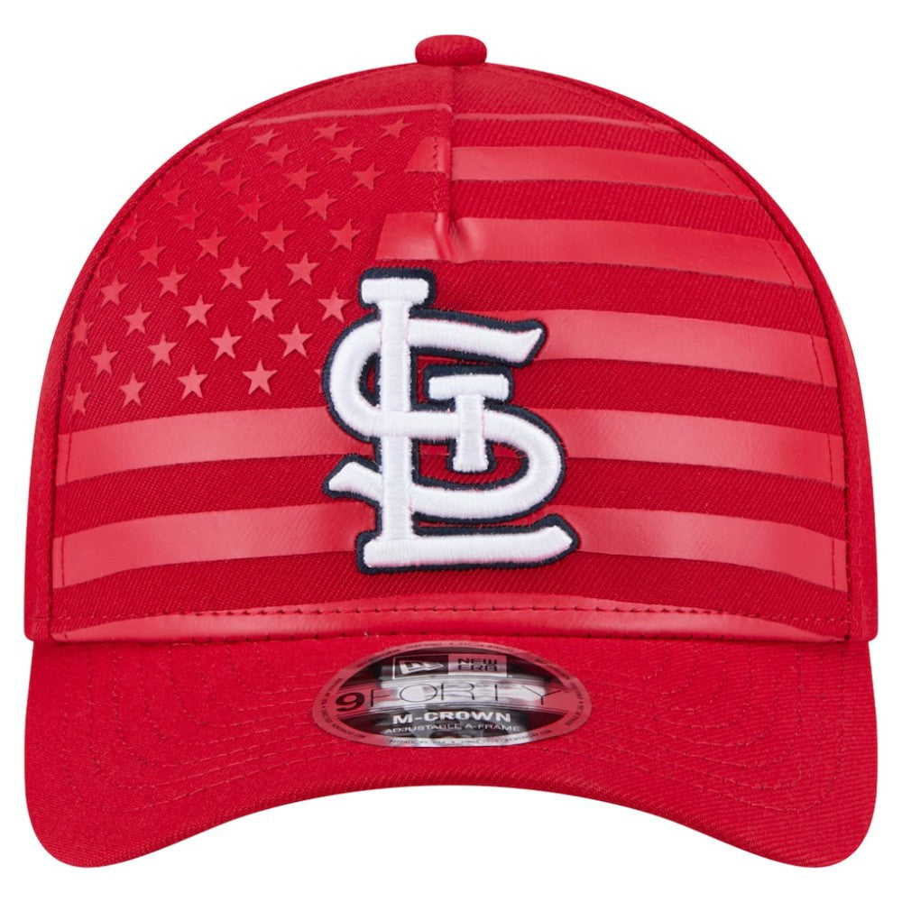 St. Louis Cardinals American Flag 9FORTY M-Crown A-Frame Adjustable Hat Red