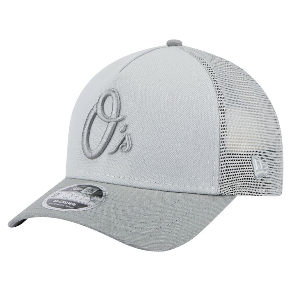 Baltimore Orioles Color Pack A-Frame 9FORTY Trucker Adjustable Hat Gray