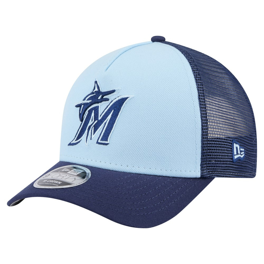 Miami Marlins 2-Tone Color Pack 9FORTY M-Crown A-Frame Adjustable Hat Light Blue/Navy