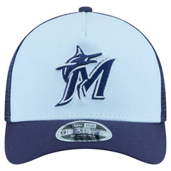 Miami Marlins 2-Tone Color Pack 9FORTY M-Crown A-Frame Adjustable Hat Light Blue/Navy
