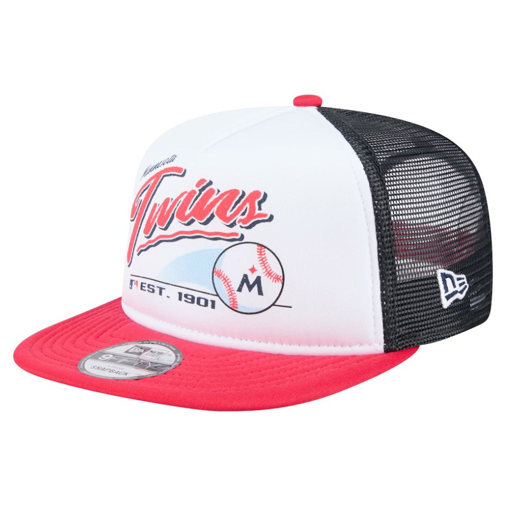 Minnesota Twins Retro Script Trucker 9FIFTY Snapback Hat White/Red