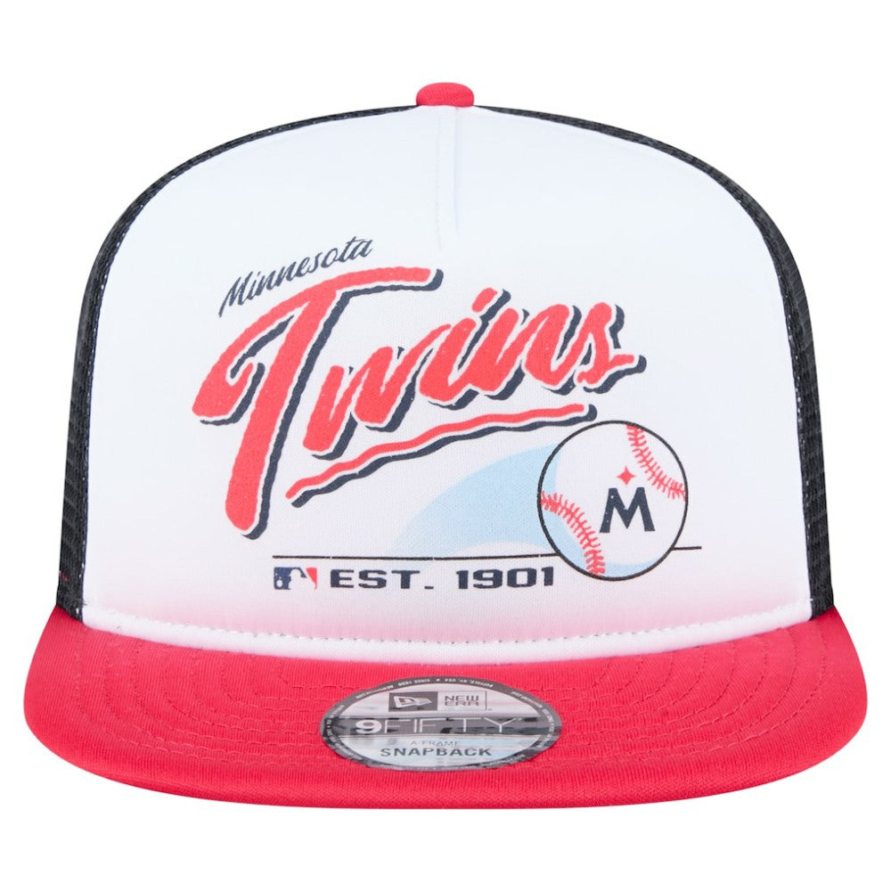 Minnesota Twins Retro Script Trucker 9FIFTY Snapback Hat White/Red
