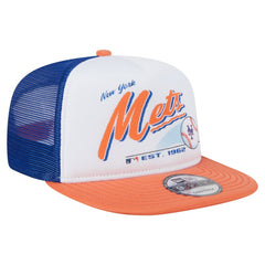 New York Mets Retro Script Trucker 9FIFTY Snapback Hat White/Orange