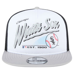 Chicago White Sox Retro Script Trucker 9FIFTY Snapback Hat White/Gray