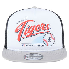 Detroit Tigers Retro Script Trucker 9FIFTY Snapback Hat White/Gray