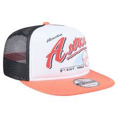 Houston Astros Retro Script Trucker 9FIFTY Snapback Hat White/Orange