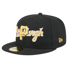 Pittsburgh Pirates Overlap 59FIFTY Fitted Hat Black