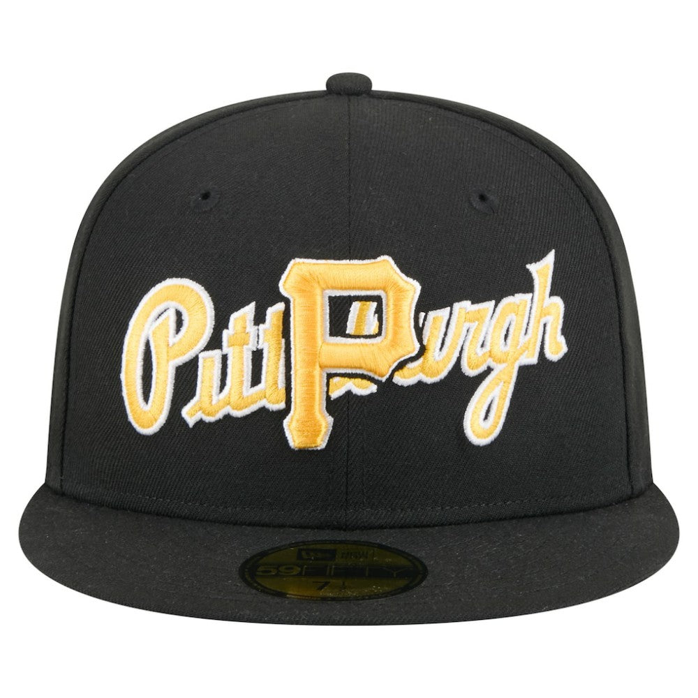 Pittsburgh Pirates Overlap 59FIFTY Fitted Hat Black