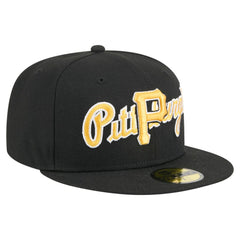 Pittsburgh Pirates Overlap 59FIFTY Fitted Hat Black