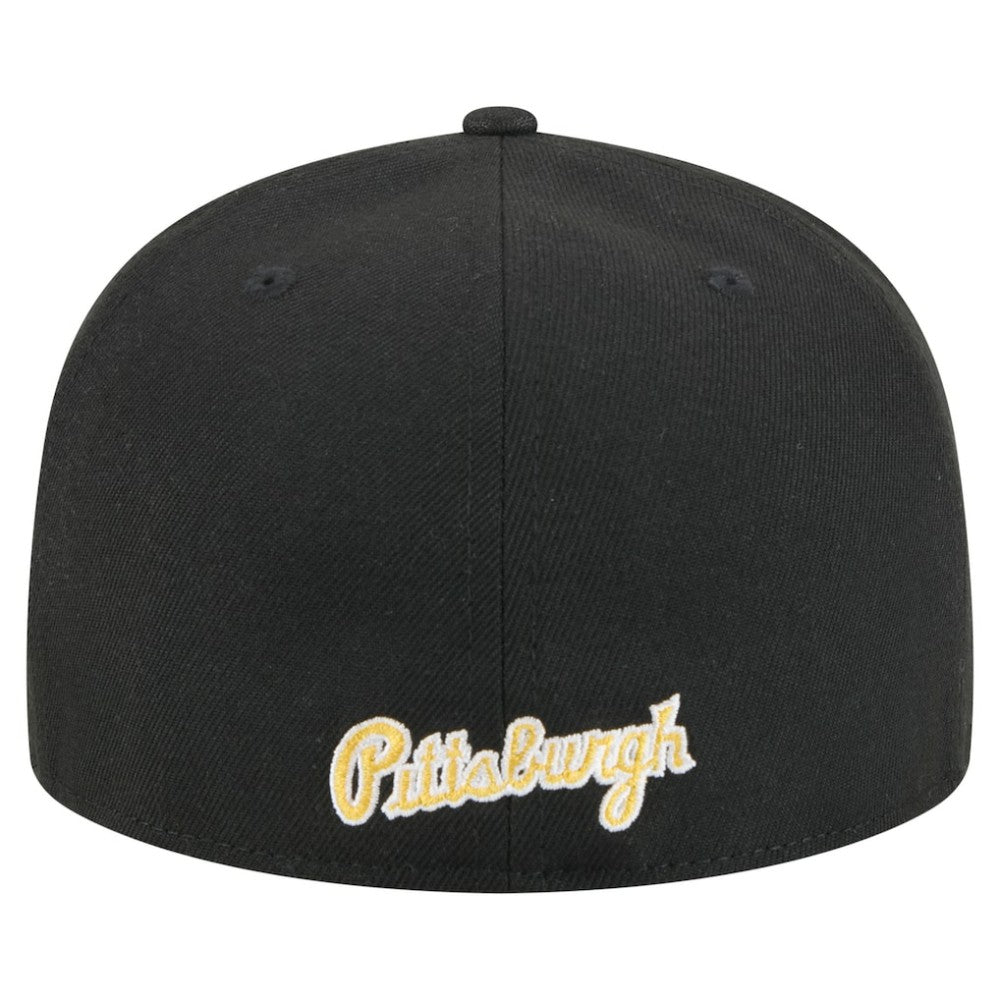 Pittsburgh Pirates Overlap 59FIFTY Fitted Hat Black