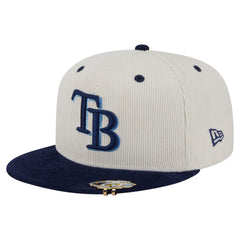 Tampa Bay Rays Two-Tone Corduroy 59FIFTY Fitted Hat Cream/Navy