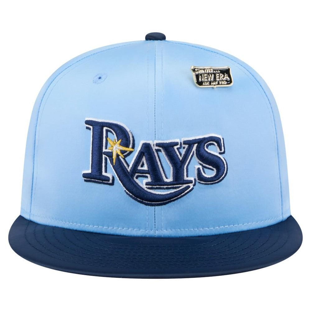 Tampa Bay Rays Satin 59FIFTY Fitted Hat Light Blue/Navy