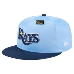Tampa Bay Rays Satin 59FIFTY Fitted Hat Light Blue/Navy