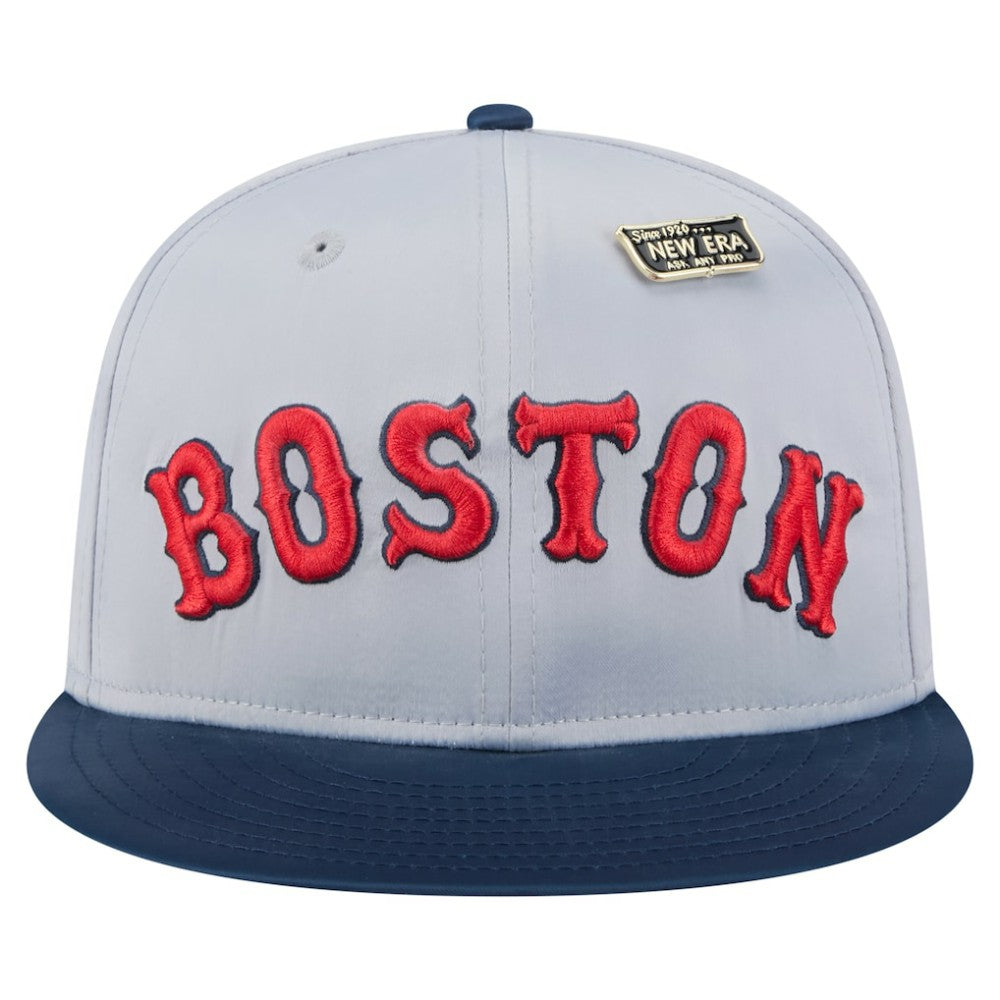 Boston Red Sox Satin 59FIFTY Fitted Hat Gray/Navy