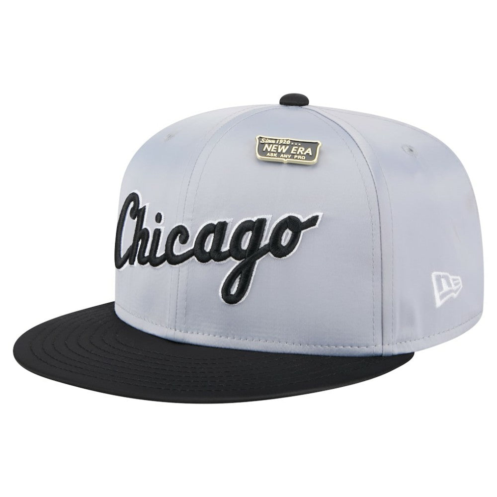Chicago White Sox Satin 59FIFTY Fitted Hat Gray/Black