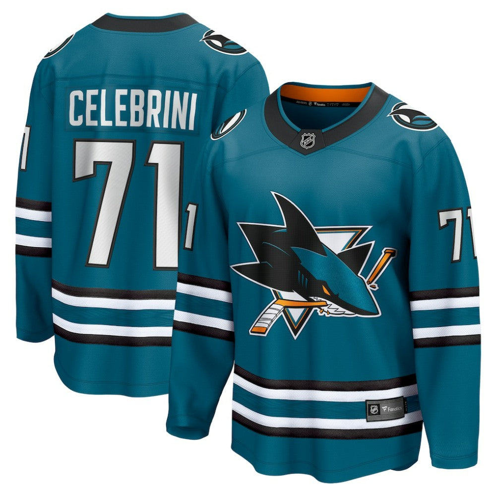 Macklin Celebrini San Jose Sharks Fanatics Home Breakaway Jersey – Teal Jerseys