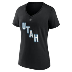 Nick Schmaltz Utah Mammoth Fanatics Women's Authentic Stack Name & Number V-Neck T-Shirt - Black T-shirts