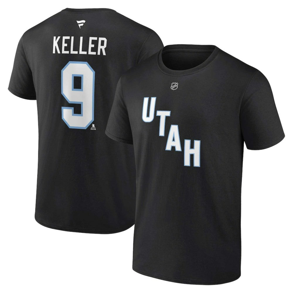 Clayton Keller Utah Mammoth Fanatics Authentic Stack Name & Number T-Shirt - Black T-shirts