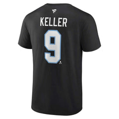 Clayton Keller Utah Mammoth Fanatics Authentic Stack Name & Number T-Shirt - Black T-shirts