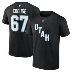 Lawson Crouse Utah Mammoth Fanatics Authentic Stack Name & Number T-Shirt - Black T-shirts