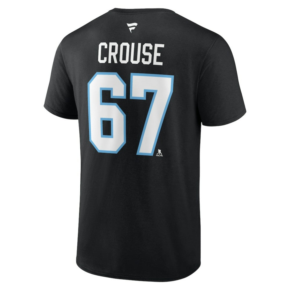 Lawson Crouse Utah Mammoth Fanatics Authentic Stack Name & Number T-Shirt - Black T-shirts