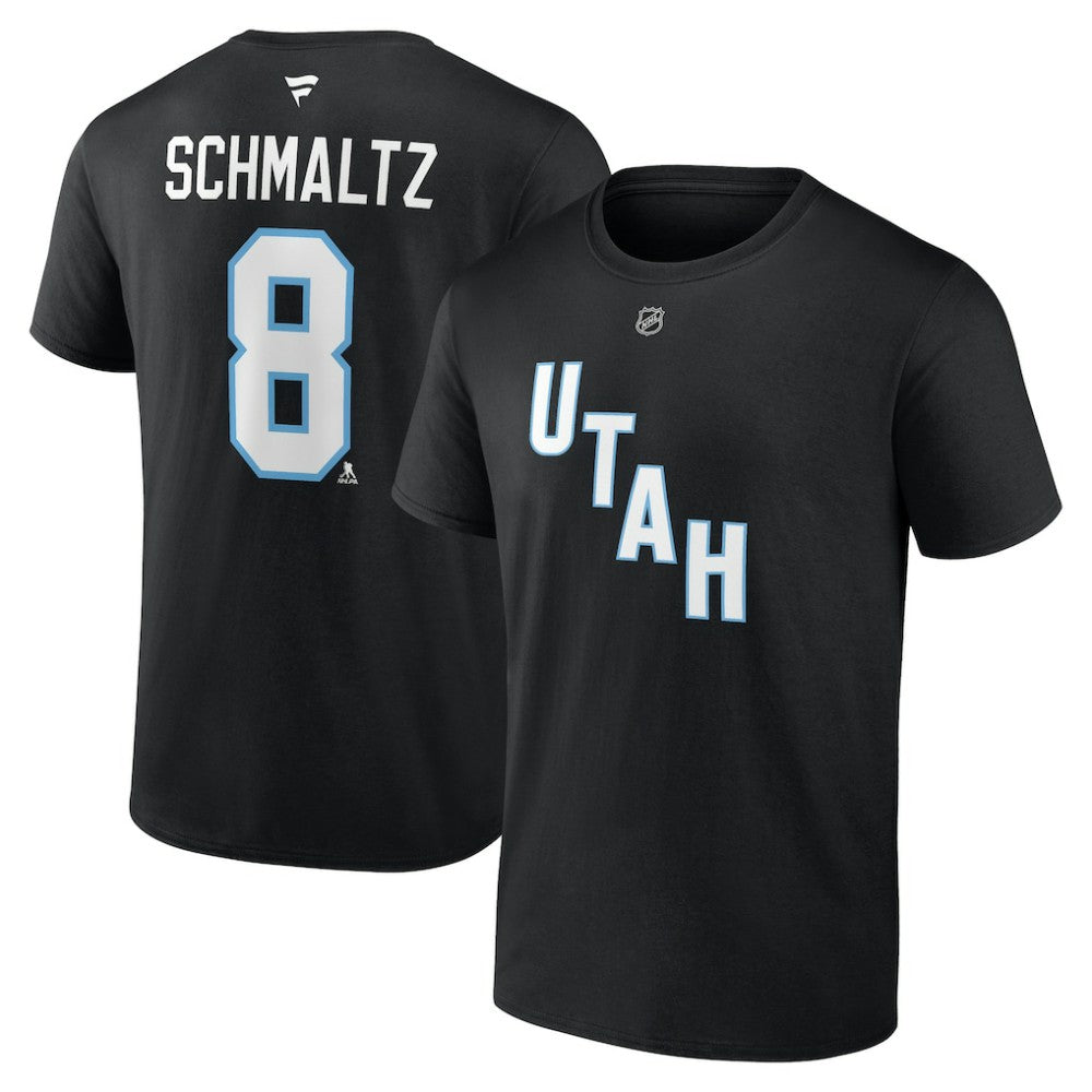 Nick Schmaltz Utah Mammoth Fanatics Authentic Stack Name & Number T-Shirt - Black T-shirts