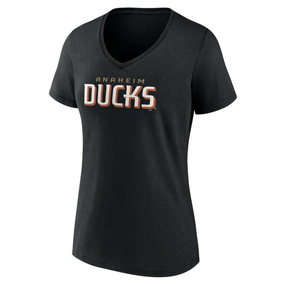 Anaheim Ducks Women's Wordmark V-Neck T-Shirt – Black T-shirts
