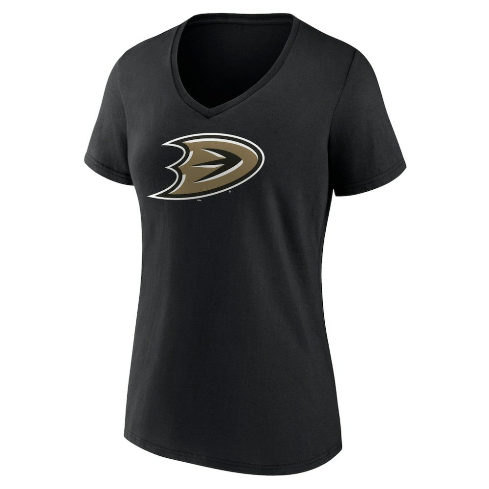 Anaheim Ducks Women's Secondary Logo V-Neck T-Shirt – Black T-shirts
