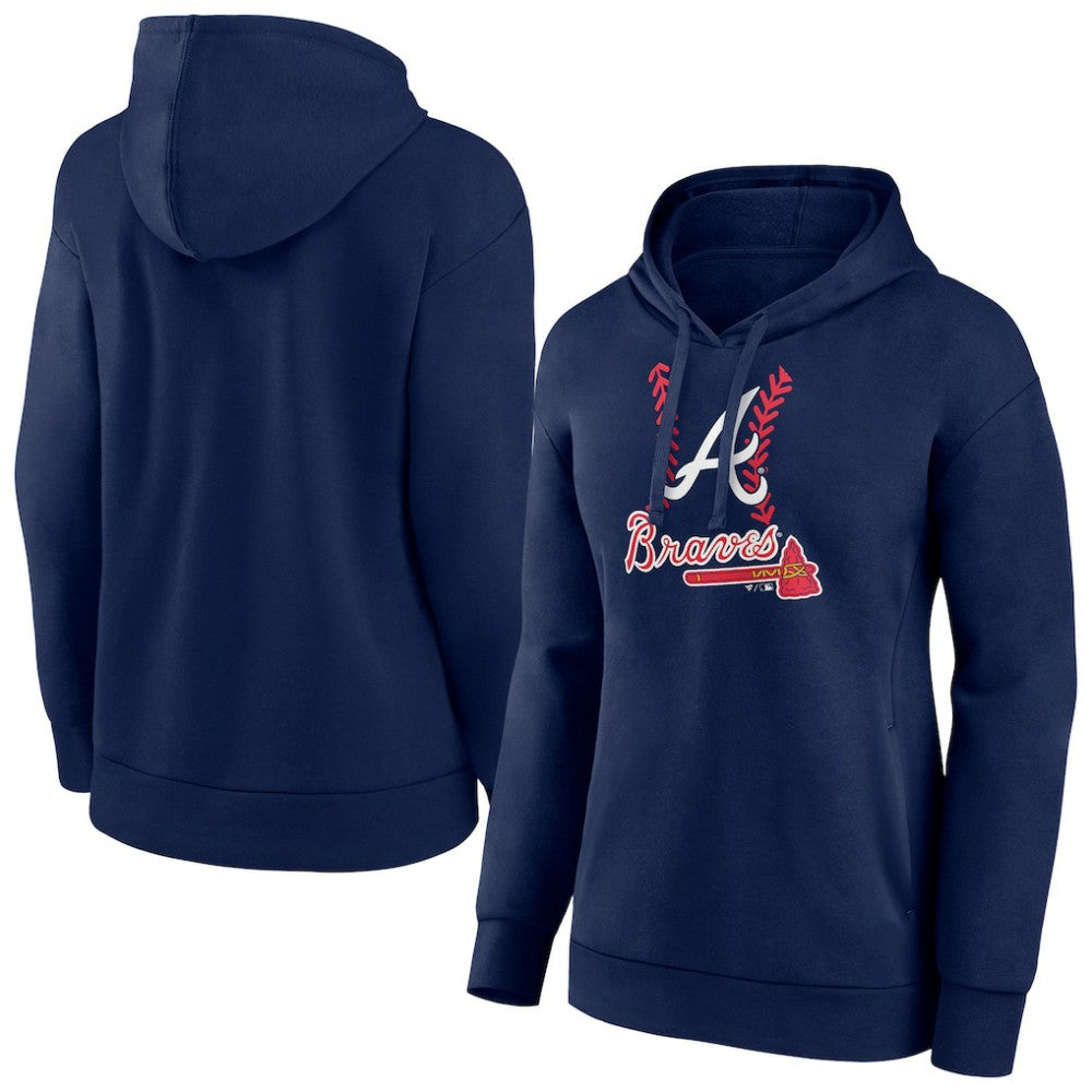 Atlanta Braves Women's Fastball Pullover Hoodie Navy