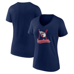 Cleveland Guardians Women's Fastball V-Neck T-Shirt Navy