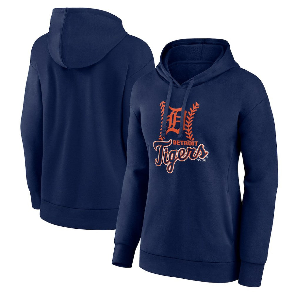 Detroit Tigers Women's Fastball Pullover Hoodie Navy