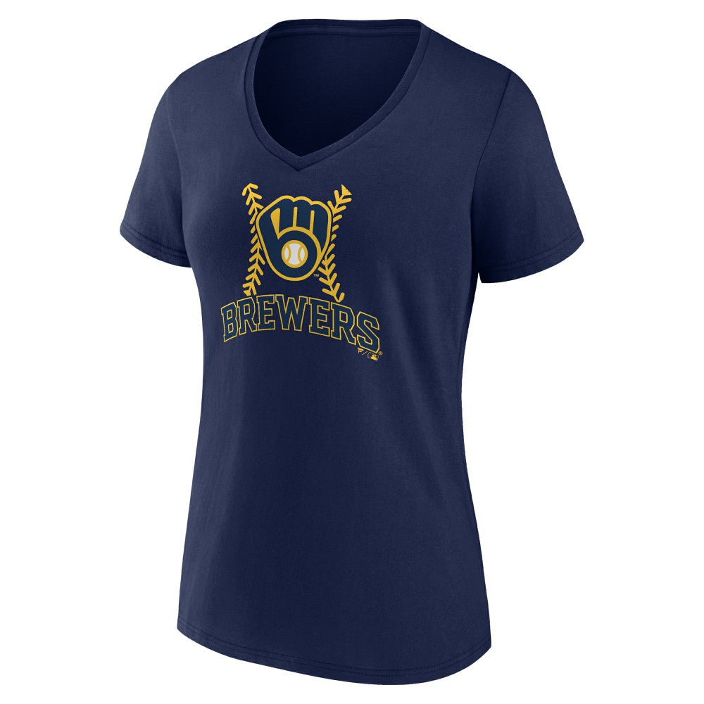 Milwaukee Brewers Women's Fastball V-Neck T-Shirt Navy
