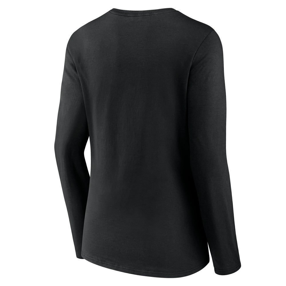 Cincinnati Reds Women's Fastball Long Sleeve V-Neck T-Shirt Black