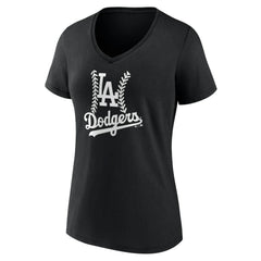 Los Angeles Dodgers Women's Fastball V-Neck T-Shirt Black