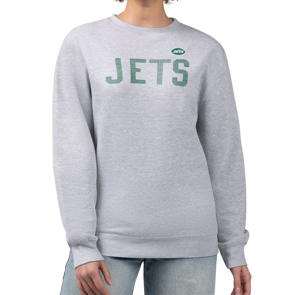 New York Jets G-III 4Her by Carl Banks Women's Dot Print Fleece Pullover Sweatshirt - Heather Gray outlet