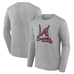 Atlanta Braves Fastball Long Sleeve T-Shirt Gray
