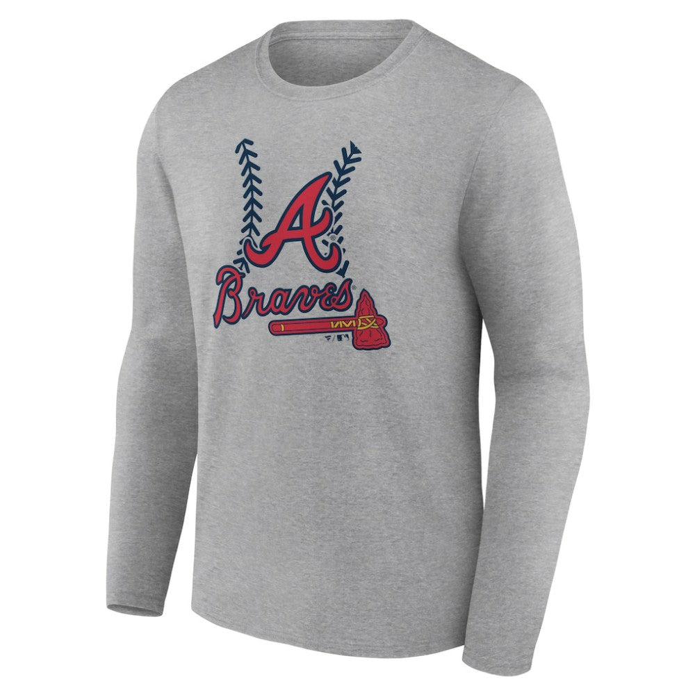 Atlanta Braves Fastball Long Sleeve T-Shirt Gray