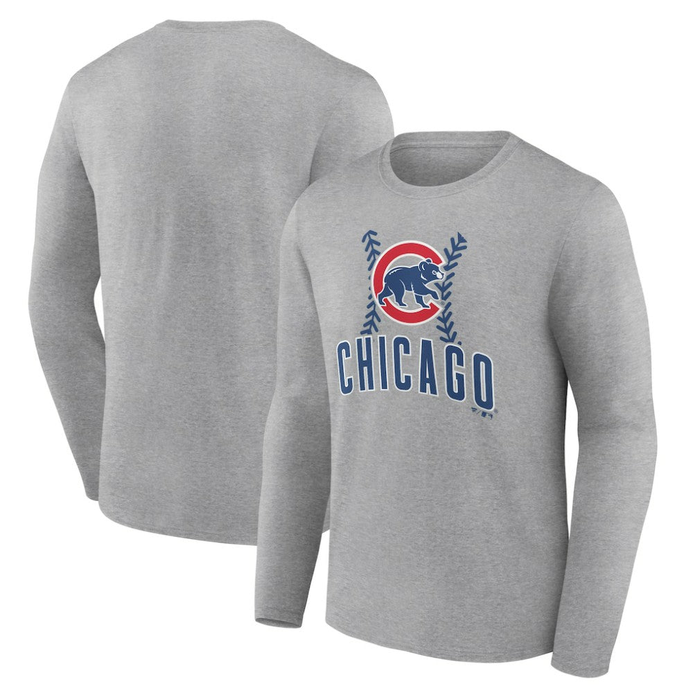 Chicago Cubs Fastball Long Sleeve T-Shirt Gray