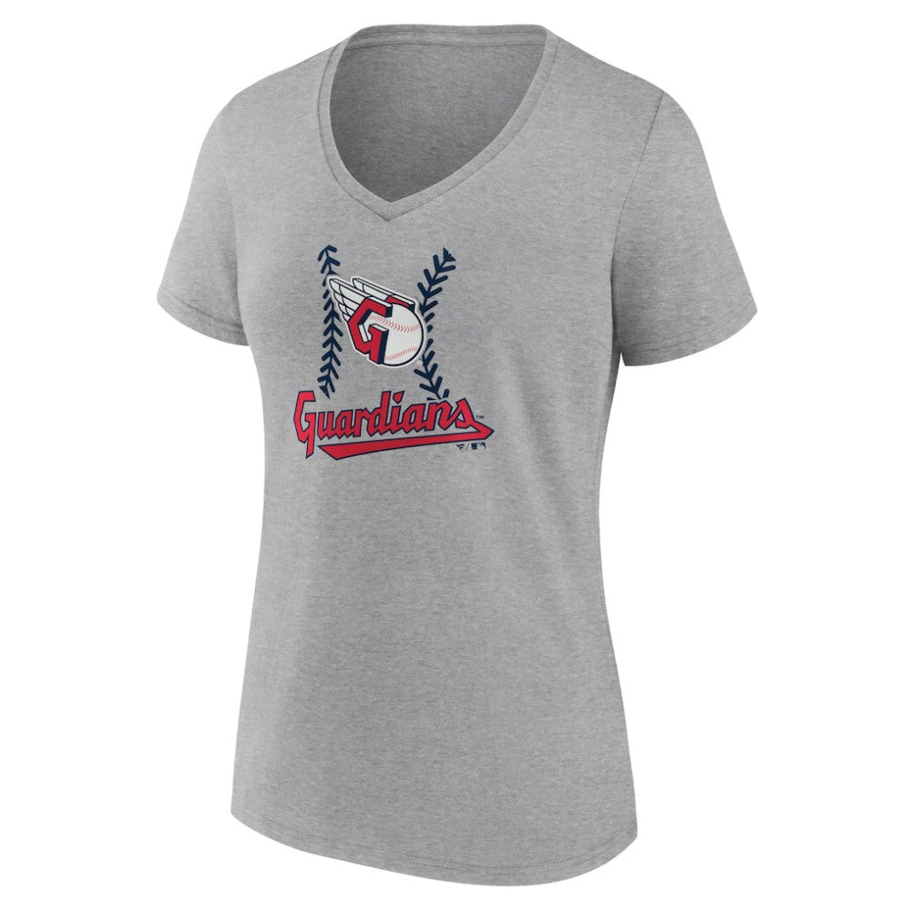 Cleveland Guardians Women's Fastball V-Neck T-Shirt Gray