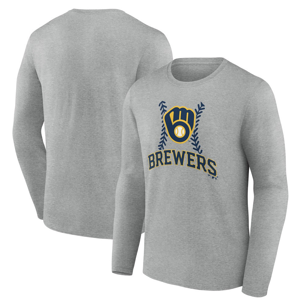 Milwaukee Brewers Fastball Long Sleeve T-Shirt Gray