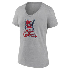 St. Louis Cardinals Women's Fastball V-Neck T-Shirt Gray