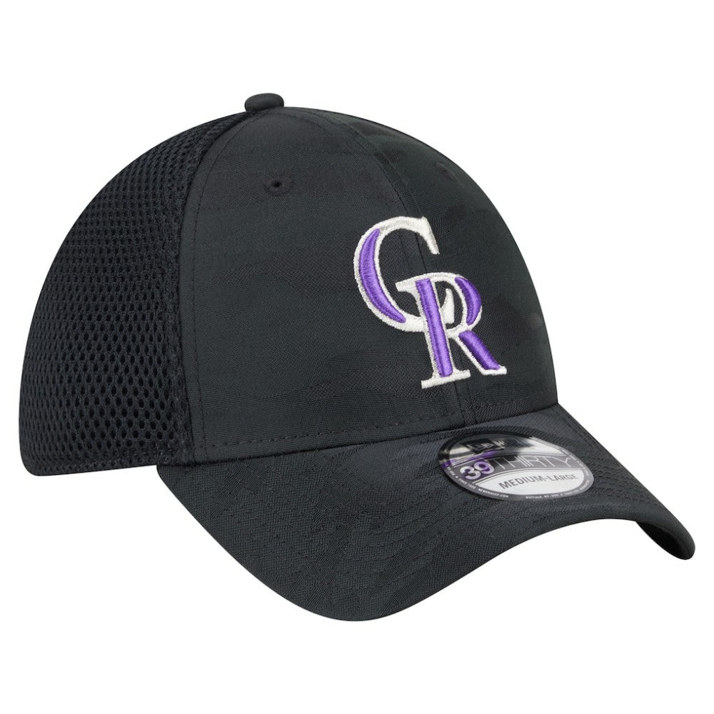 Colorado Rockies Youth Camo 39THIRTY Flex Hat Black