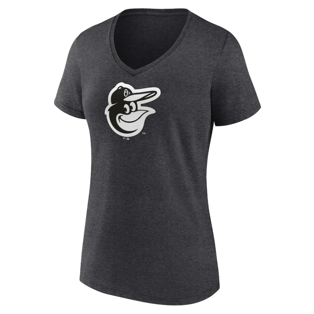Baltimore Orioles Women's Monochrome V-Neck T-Shirt Charcoal