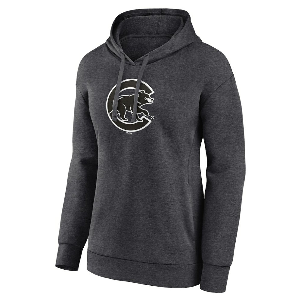 Chicago Cubs Women's Monochrome Pullover Hoodie Charcoal