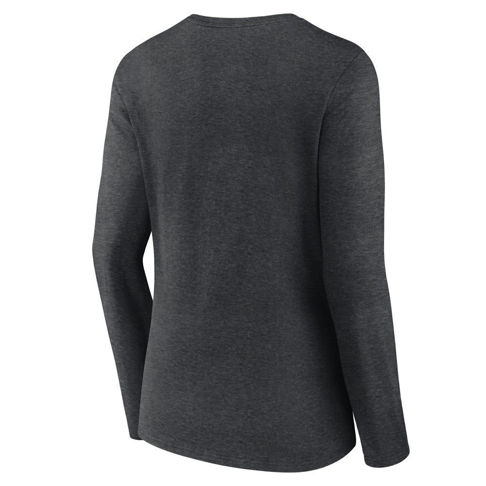 Cincinnati Reds Women's Monochrome Long Sleeve V-Neck T-Shirt Charcoal
