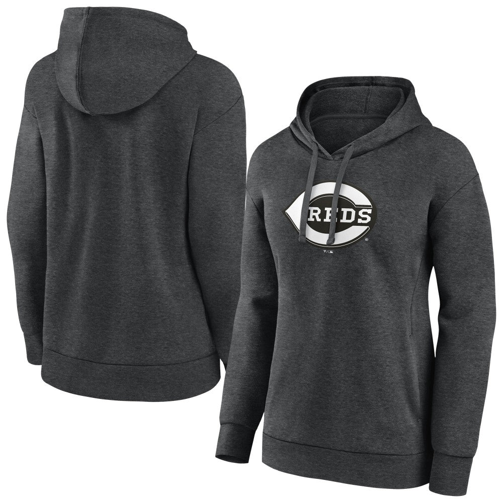 Cincinnati Reds Women's Monochrome Pullover Hoodie Charcoal