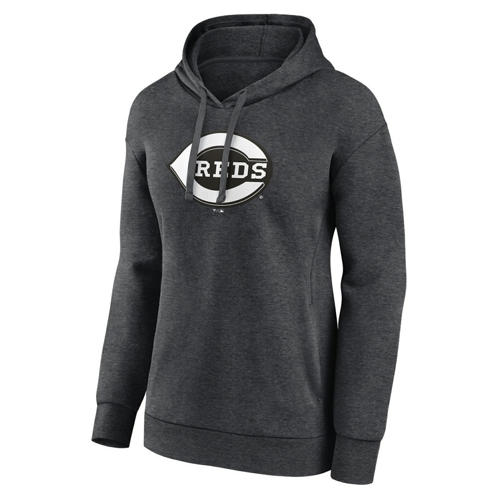 Cincinnati Reds Women's Monochrome Pullover Hoodie Charcoal