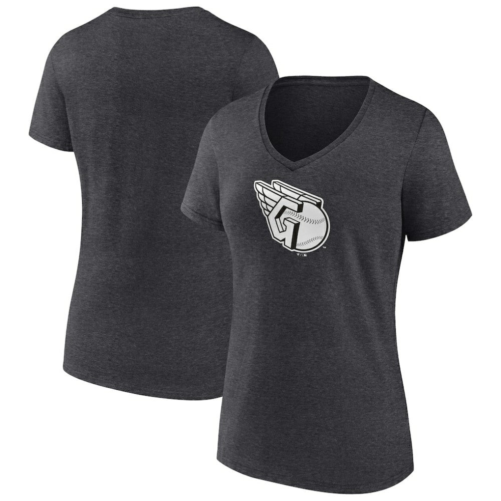 Cleveland Guardians Women's Monochrome V-Neck T-Shirt Charcoal