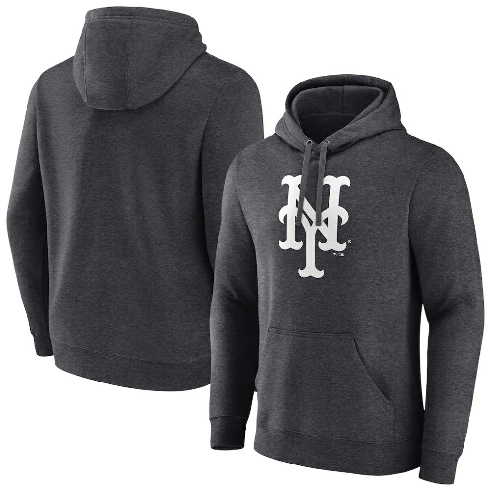 New York Mets Monochrome Pullover Hoodie Charcoal